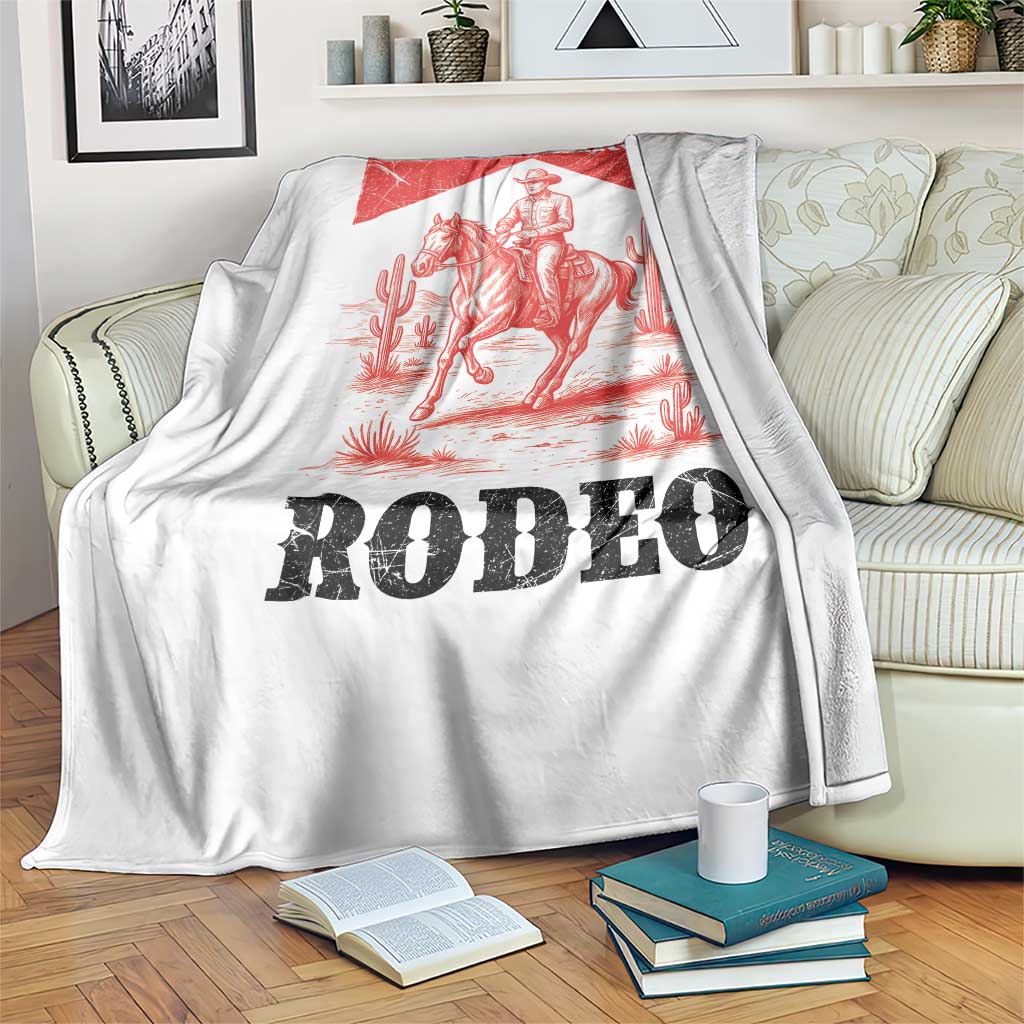 Not My First Rodeo Vintage Cowboy Graphic Throw Blanket Retro Western Desert Scene with Horse and Cactus TS02 Print Your Wear