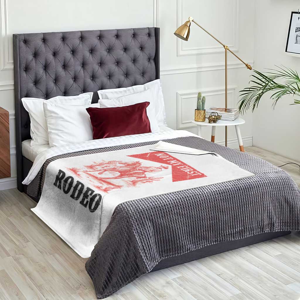 Not My First Rodeo Vintage Cowboy Graphic Throw Blanket Retro Western Desert Scene with Horse and Cactus TS02 Print Your Wear