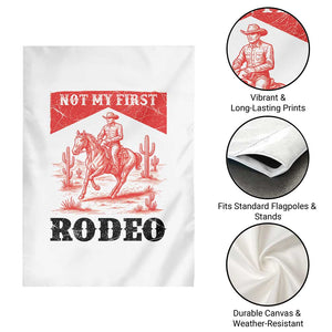 Not My First Rodeo Vintage Cowboy Graphic Garden Flag Retro Western Desert Scene with Horse and Cactus TS02 Print Your Wear