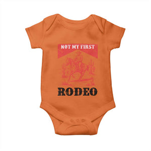 Not My First Rodeo Vintage Cowboy Graphic Baby Onesie Retro Western Desert Scene with Horse and Cactus TS02 Orange Print Your Wear