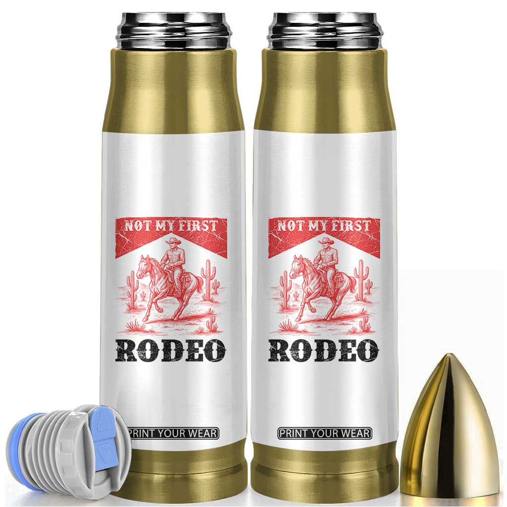 Not My First Rodeo Vintage Cowboy Graphic Bullet Tumbler Retro Western Desert Scene with Horse and Cactus TS02 White Print Your Wear
