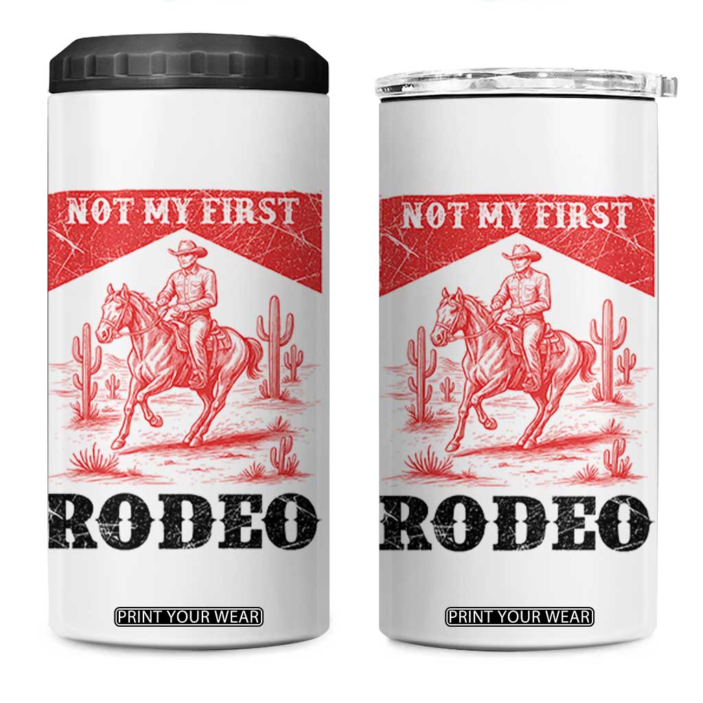 Not My First Rodeo Vintage Cowboy Graphic 4 in 1 Can Cooler Tumbler Retro Western Desert Scene with Horse and Cactus TS02 One Size: 16 oz White Print Your Wear