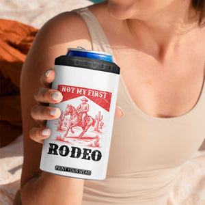 Not My First Rodeo Vintage Cowboy Graphic 4 in 1 Can Cooler Tumbler Retro Western Desert Scene with Horse and Cactus TS02 Print Your Wear