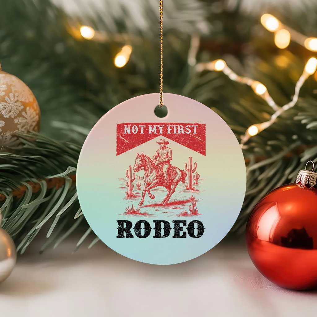 Not My First Rodeo Vintage Cowboy Graphic Ceramic Ornament Retro Western Desert Scene with Horse and Cactus TS02 1pc Pastel Print Your Wear