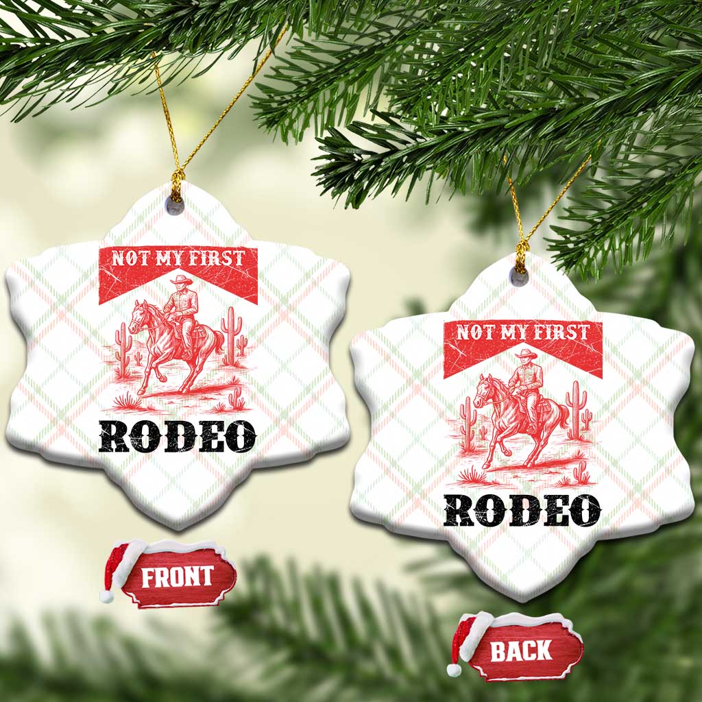 Not My First Rodeo Vintage Cowboy Graphic Ceramic Ornament Retro Western Desert Scene with Horse and Cactus TS02 Print Your Wear