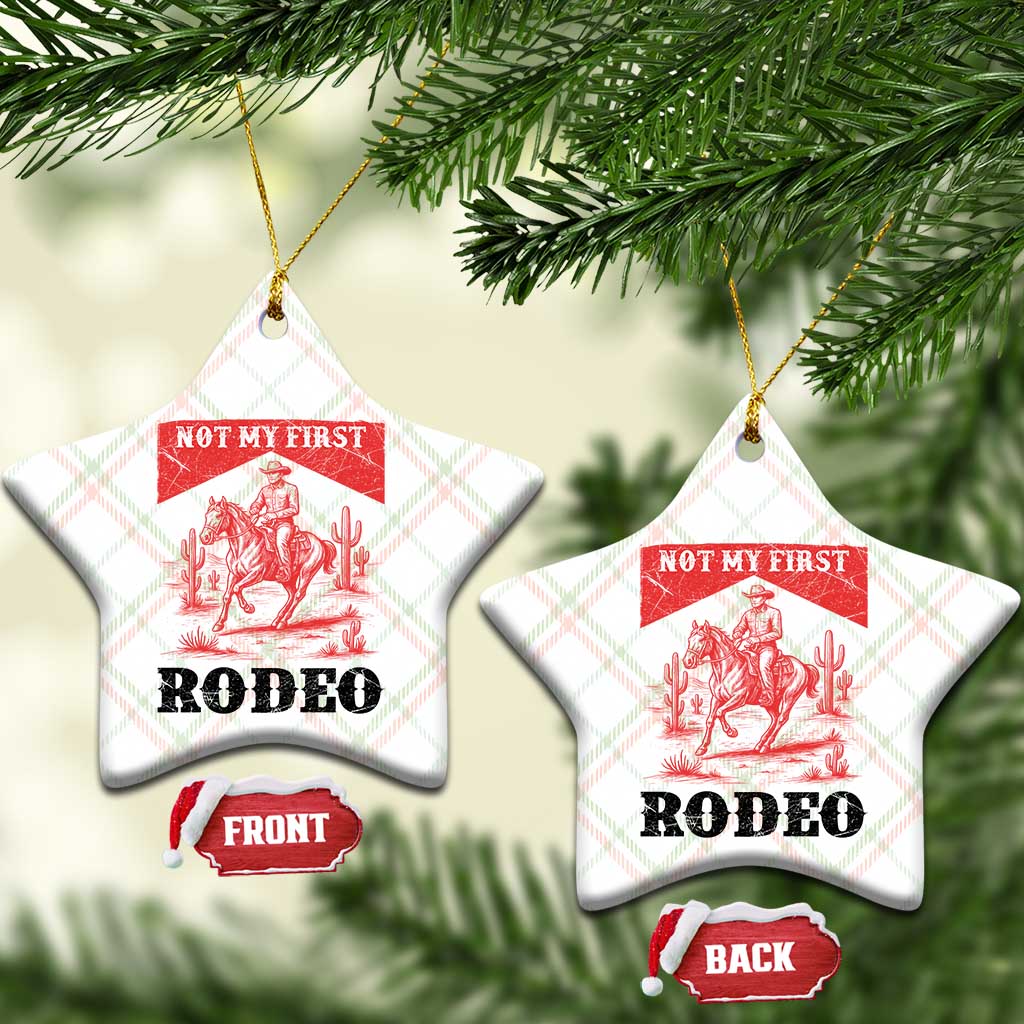 Not My First Rodeo Vintage Cowboy Graphic Ceramic Ornament Retro Western Desert Scene with Horse and Cactus TS02 Print Your Wear