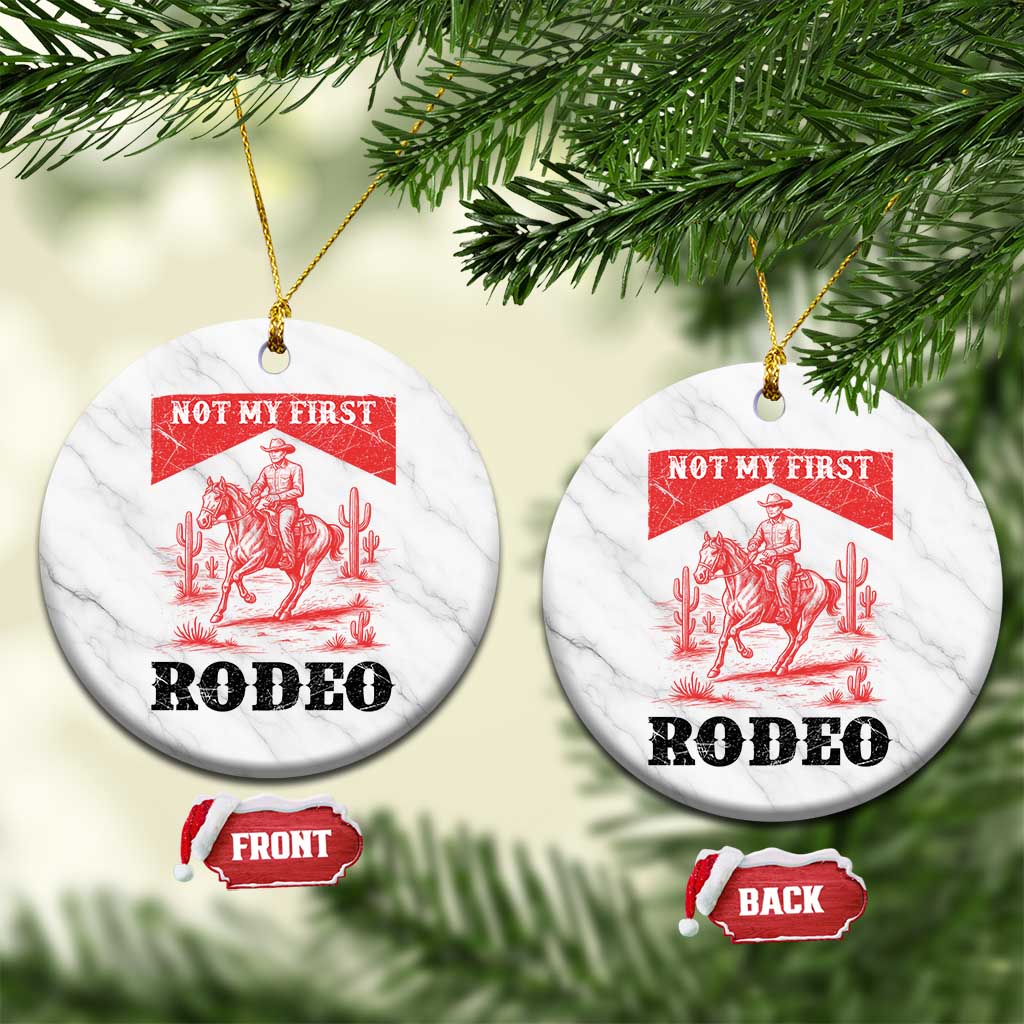 Not My First Rodeo Vintage Cowboy Graphic Ceramic Ornament Retro Western Desert Scene with Horse and Cactus TS02 1pc White Marble Print Your Wear