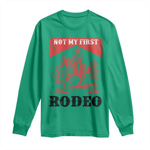 Not My First Rodeo Vintage Cowboy Graphic Long Sleeve Shirt Retro Western Desert Scene with Horse and Cactus TS02 Irish Green Print Your Wear