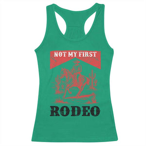 Not My First Rodeo Vintage Cowboy Graphic Racerback Tank Top Retro Western Desert Scene with Horse and Cactus TS02 Irish Green Print Your Wear