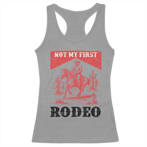 Not My First Rodeo Vintage Cowboy Graphic Racerback Tank Top Retro Western Desert Scene with Horse and Cactus TS02 Sport Gray Print Your Wear
