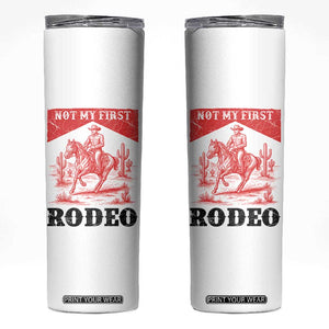 Not My First Rodeo Vintage Cowboy Graphic Skinny Tumbler Retro Western Desert Scene with Horse and Cactus TS02 White Print Your Wear