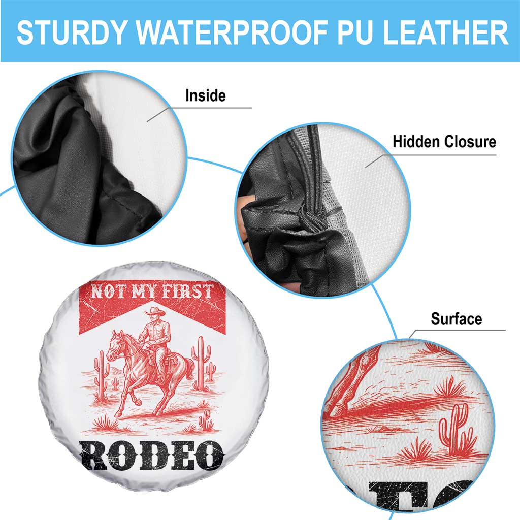 Not My First Rodeo Vintage Cowboy Graphic Spare Tire Cover Retro Western Desert Scene with Horse and Cactus TS02 Print Your Wear