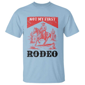 Not My First Rodeo Vintage Cowboy Graphic T Shirt Retro Western Desert Scene with Horse and Cactus TS02 Light Blue Print Your Wear