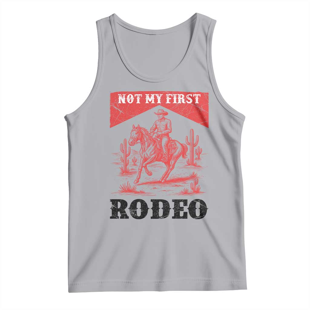 Not My First Rodeo Vintage Cowboy Graphic Tank Top Retro Western Desert Scene with Horse and Cactus TS02 Athletic Heather Print Your Wear