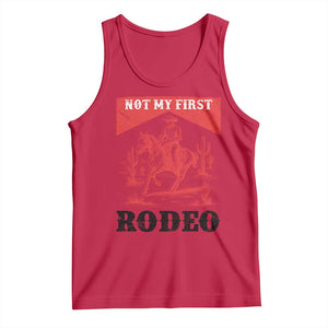 Not My First Rodeo Vintage Cowboy Graphic Tank Top Retro Western Desert Scene with Horse and Cactus TS02 Red Print Your Wear