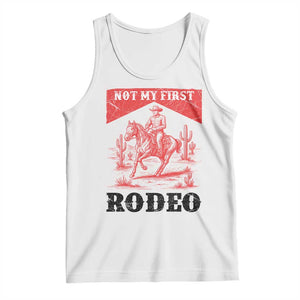 Not My First Rodeo Vintage Cowboy Graphic Tank Top Retro Western Desert Scene with Horse and Cactus TS02 White Print Your Wear