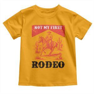 Not My First Rodeo Vintage Cowboy Graphic Toddler T Shirt Retro Western Desert Scene with Horse and Cactus TS02 Gold Print Your Wear