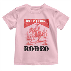 Not My First Rodeo Vintage Cowboy Graphic Toddler T Shirt Retro Western Desert Scene with Horse and Cactus TS02 Light Pink Print Your Wear