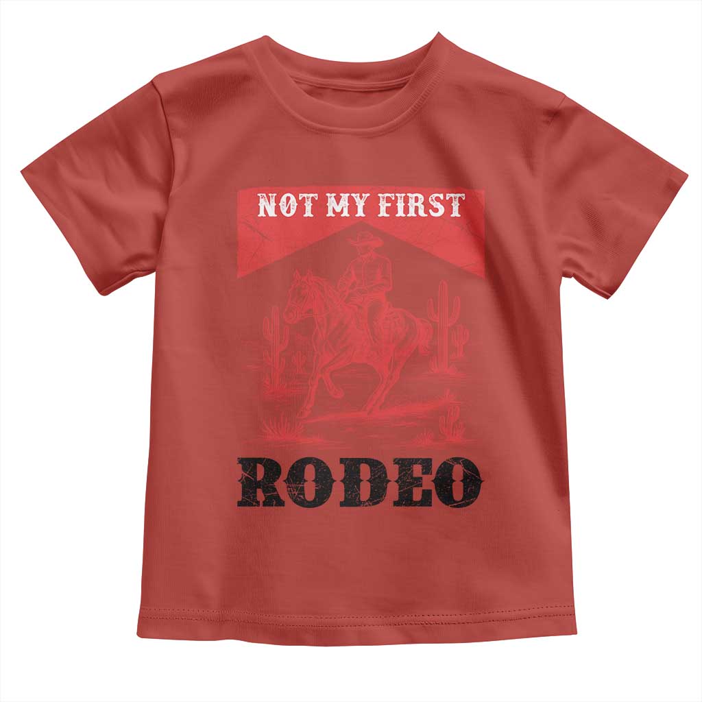 Not My First Rodeo Vintage Cowboy Graphic Toddler T Shirt Retro Western Desert Scene with Horse and Cactus TS02 Red Print Your Wear