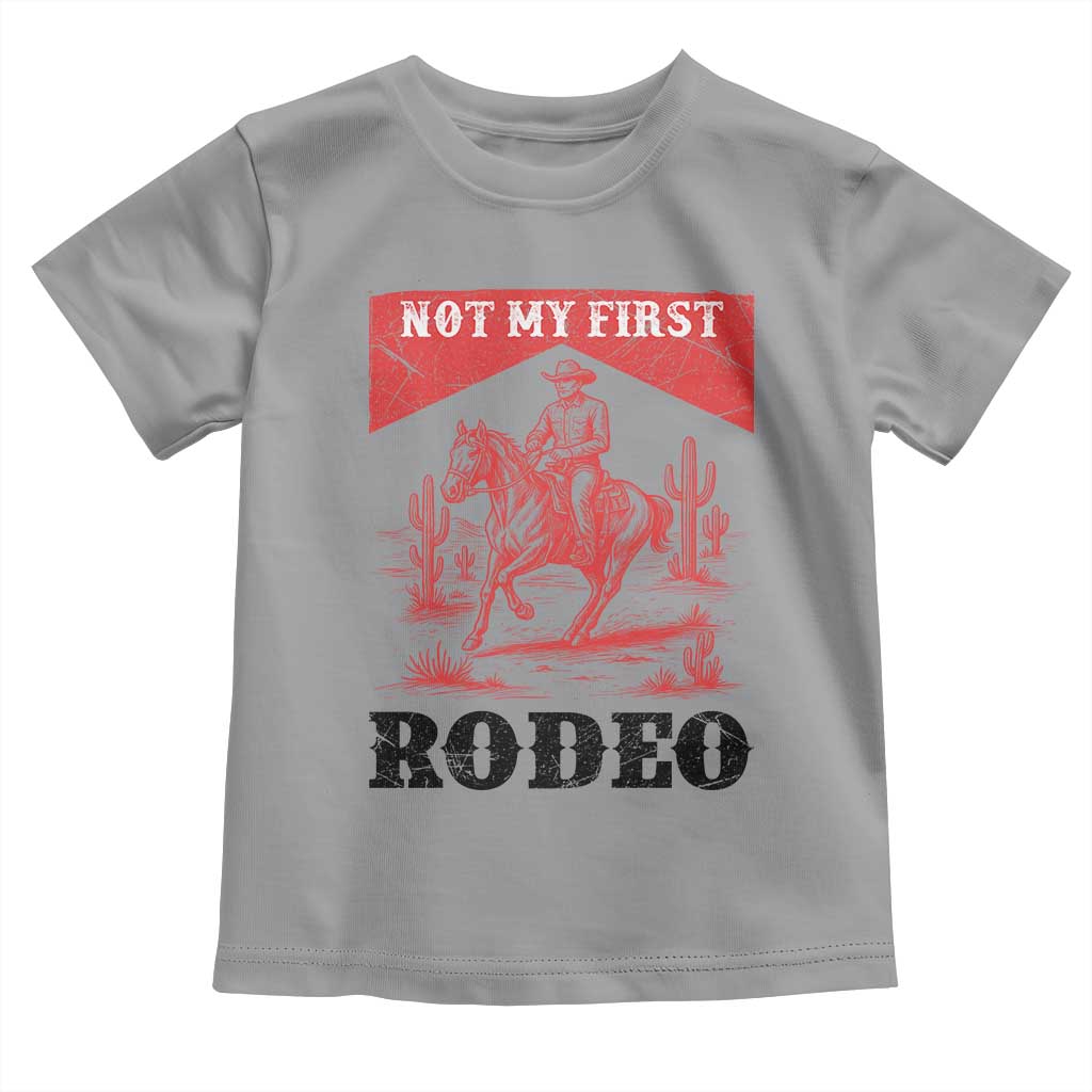 Not My First Rodeo Vintage Cowboy Graphic Toddler T Shirt Retro Western Desert Scene with Horse and Cactus TS02 Sport Gray Print Your Wear
