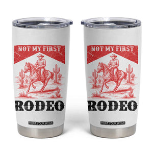 Not My First Rodeo Vintage Cowboy Graphic Tumbler Cup Retro Western Desert Scene with Horse and Cactus TS02 White Print Your Wear