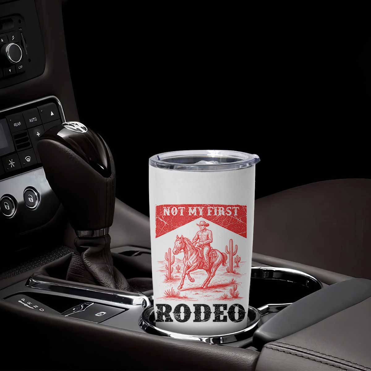 Not My First Rodeo Vintage Cowboy Graphic Tumbler Cup Retro Western Desert Scene with Horse and Cactus TS02 Print Your Wear