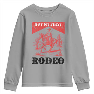 Not My First Rodeo Vintage Cowboy Graphic Youth Sweatshirt Retro Western Desert Scene with Horse and Cactus TS02 Sport Gray Print Your Wear