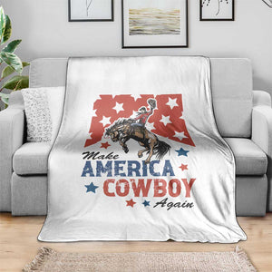 Make America Cowboy Again Patriotic Western Throw Blanket Bucking Bronco Star Spangled USA Flag Inspired Country TS02 Print Your Wear