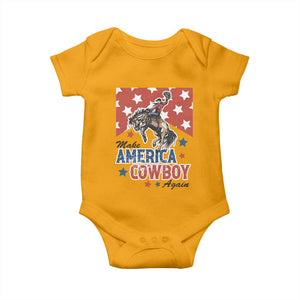 Make America Cowboy Again Patriotic Western Baby Onesie Bucking Bronco Star Spangled USA Flag Inspired Country TS02 Gold Print Your Wear
