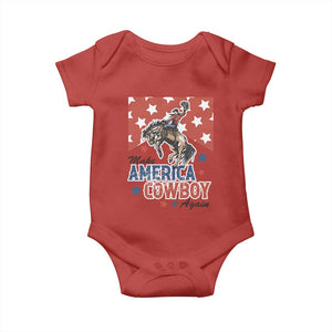 Make America Cowboy Again Patriotic Western Baby Onesie Bucking Bronco Star Spangled USA Flag Inspired Country TS02 Red Print Your Wear
