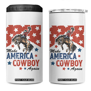 Make America Cowboy Again Patriotic Western 4 in 1 Can Cooler Tumbler Bucking Bronco Star Spangled USA Flag Inspired Country TS02 One Size: 16 oz White Print Your Wear