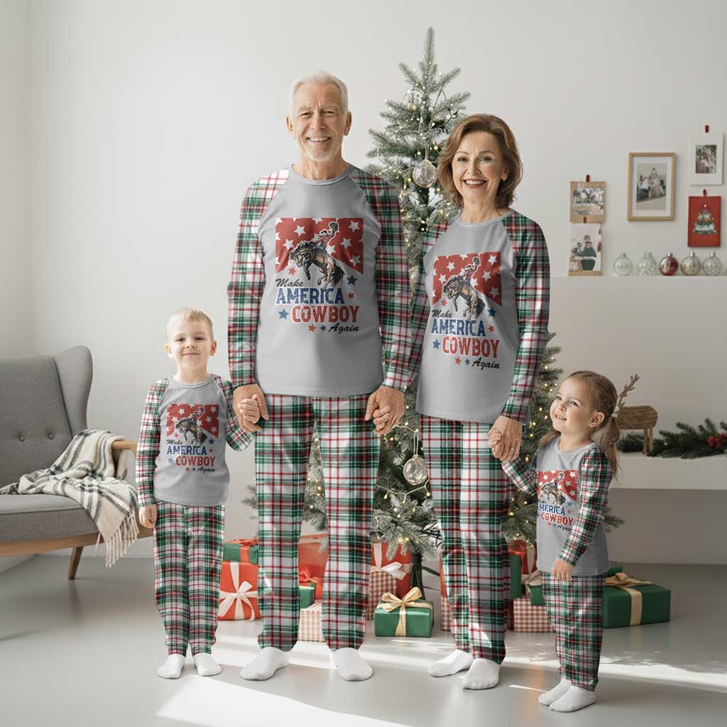 Make America Cowboy Again Patriotic Western Plaid Pajama Set Bucking Bronco Star Spangled USA Flag Inspired Country TS02 Christmas Plaid Print Your Wear