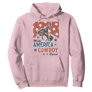 Make America Cowboy Again Patriotic Western Hoodie Bucking Bronco Star Spangled USA Flag Inspired Country TS02 Light Pink Print Your Wear