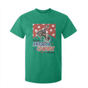 Make America Cowboy Again Patriotic Western T Shirt For Kid Bucking Bronco Star Spangled USA Flag Inspired Country TS02 Irish Green Print Your Wear