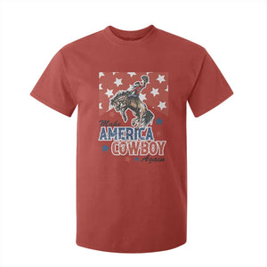 Make America Cowboy Again Patriotic Western T Shirt For Kid Bucking Bronco Star Spangled USA Flag Inspired Country TS02 Red Print Your Wear