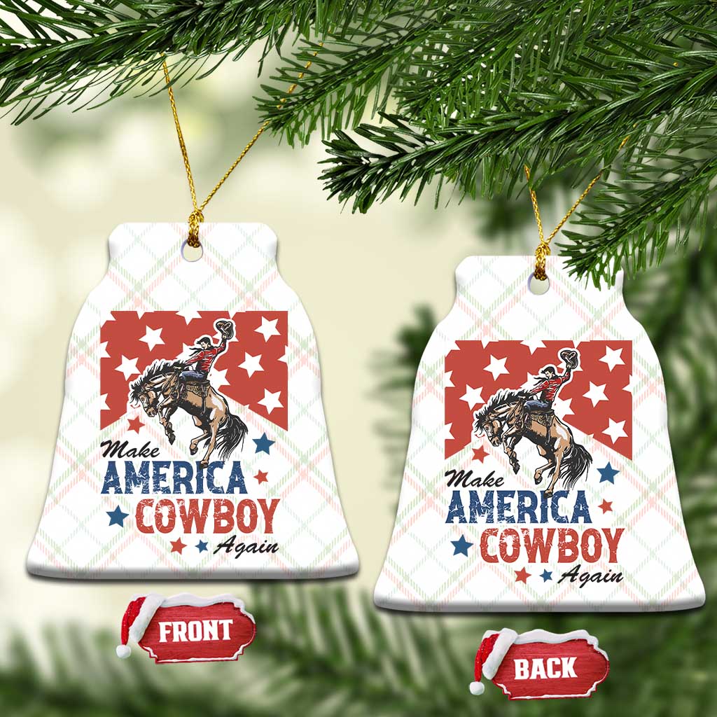 Make America Cowboy Again Patriotic Western Ceramic Ornament Bucking Bronco Star Spangled USA Flag Inspired Country TS02 Print Your Wear