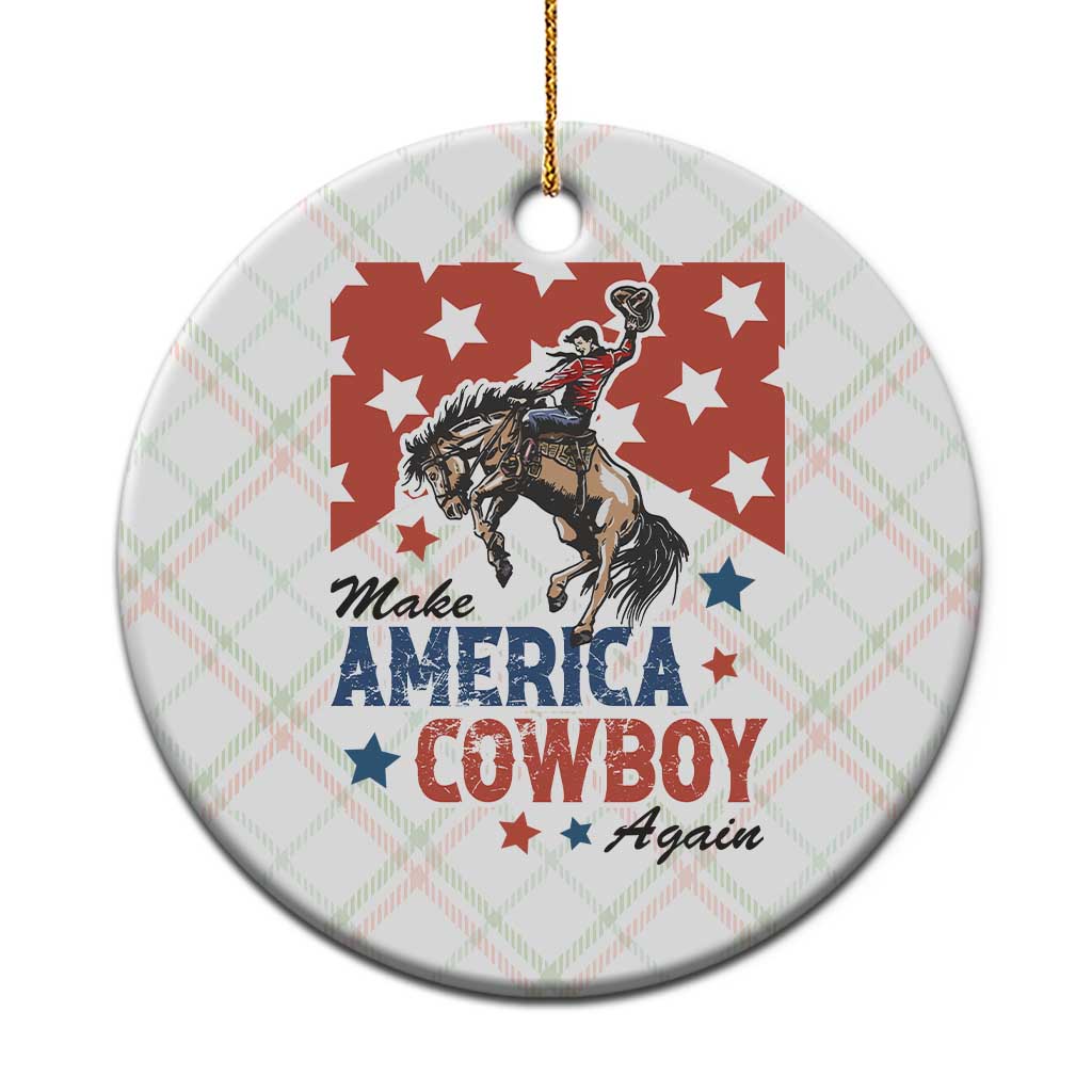 Make America Cowboy Again Patriotic Western Ceramic Ornament Bucking Bronco Star Spangled USA Flag Inspired Country TS02 1pc Christmas Plaid Print Your Wear