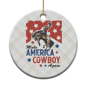 Make America Cowboy Again Patriotic Western Ceramic Ornament Bucking Bronco Star Spangled USA Flag Inspired Country TS02 1pc Christmas Plaid Print Your Wear
