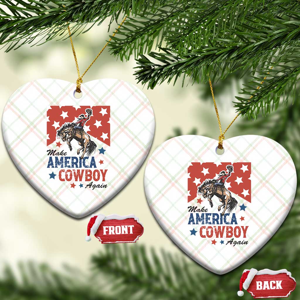 Make America Cowboy Again Patriotic Western Ceramic Ornament Bucking Bronco Star Spangled USA Flag Inspired Country TS02 Print Your Wear