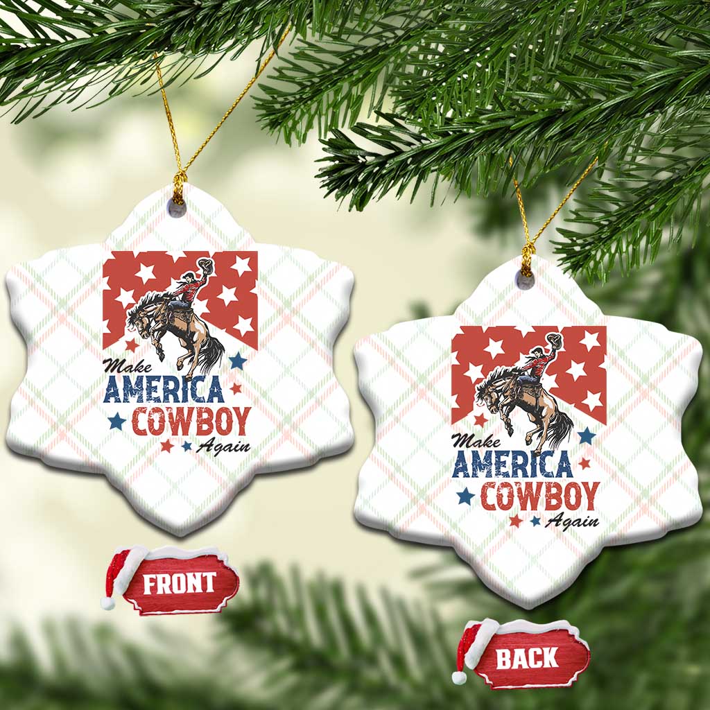 Make America Cowboy Again Patriotic Western Ceramic Ornament Bucking Bronco Star Spangled USA Flag Inspired Country TS02 Print Your Wear