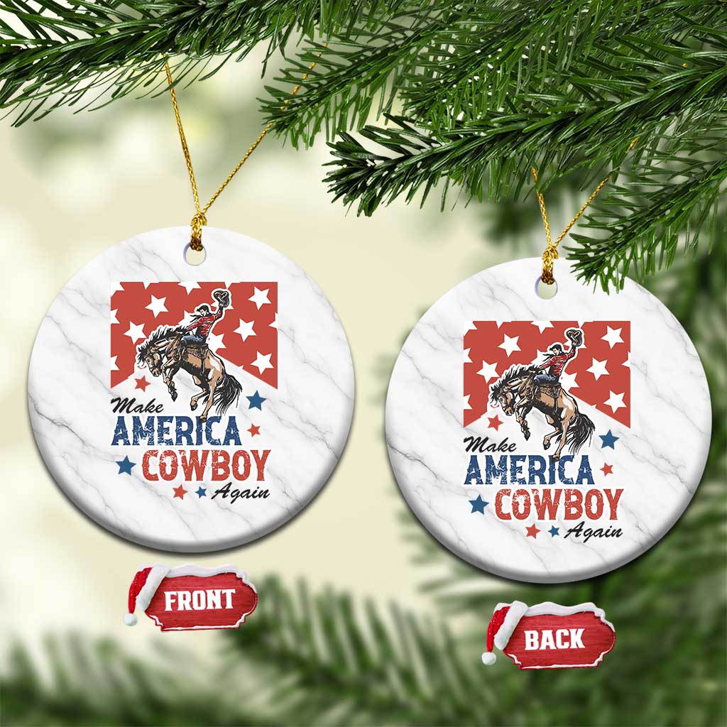 Make America Cowboy Again Patriotic Western Ceramic Ornament Bucking Bronco Star Spangled USA Flag Inspired Country TS02 1pc White Marble Print Your Wear