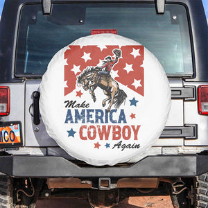 Make America Cowboy Again Patriotic Western Spare Tire Cover Bucking Bronco Star Spangled USA Flag Inspired Country TS02 No hole White Print Your Wear