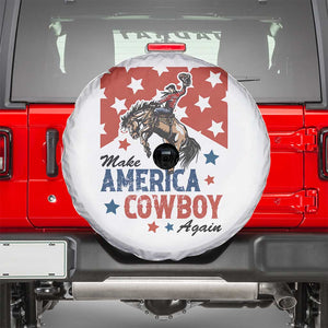 Make America Cowboy Again Patriotic Western Spare Tire Cover Bucking Bronco Star Spangled USA Flag Inspired Country TS02 White Print Your Wear