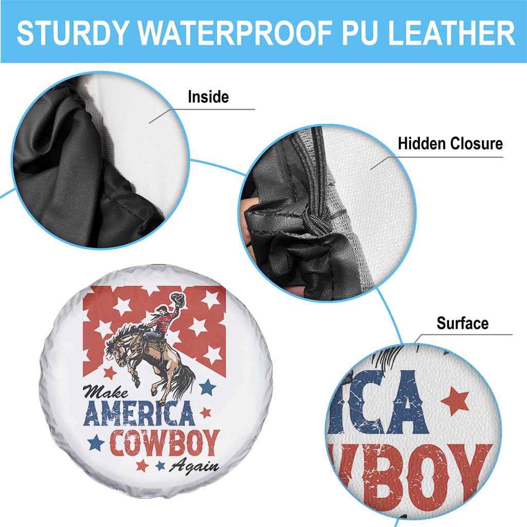 Make America Cowboy Again Patriotic Western Spare Tire Cover Bucking Bronco Star Spangled USA Flag Inspired Country TS02 Print Your Wear