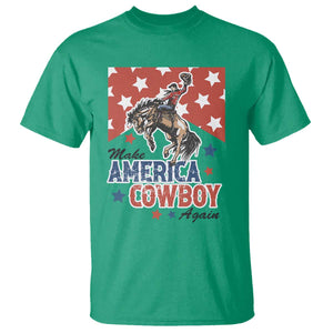 Make America Cowboy Again Patriotic Western T Shirt Bucking Bronco Star Spangled USA Flag Inspired Country TS02 Irish Green Print Your Wear