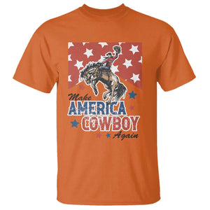 Make America Cowboy Again Patriotic Western T Shirt Bucking Bronco Star Spangled USA Flag Inspired Country TS02 Orange Print Your Wear