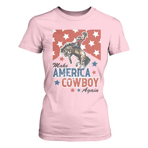 Make America Cowboy Again Patriotic Western T Shirt For Women Bucking Bronco Star Spangled USA Flag Inspired Country TS02 Light Pink Print Your Wear