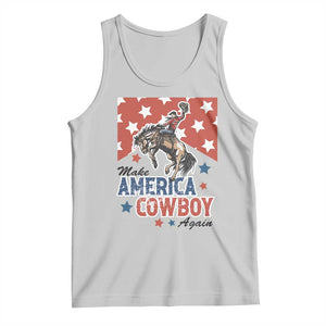 Make America Cowboy Again Patriotic Western Tank Top Bucking Bronco Star Spangled USA Flag Inspired Country TS02 Ash Print Your Wear