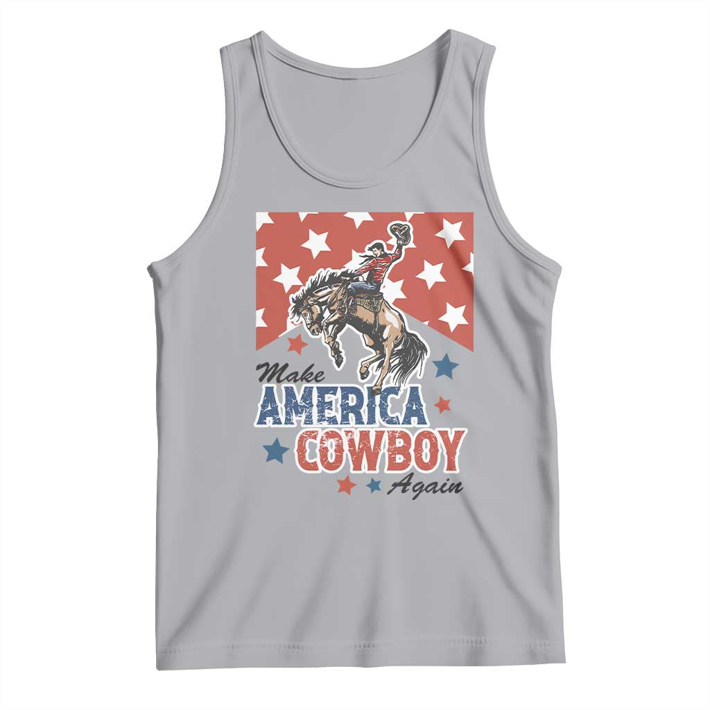 Make America Cowboy Again Patriotic Western Tank Top Bucking Bronco Star Spangled USA Flag Inspired Country TS02 Athletic Heather Print Your Wear
