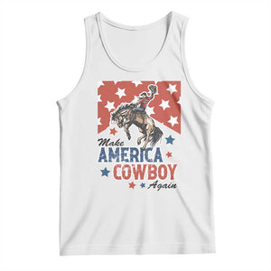 Make America Cowboy Again Patriotic Western Tank Top Bucking Bronco Star Spangled USA Flag Inspired Country TS02 White Print Your Wear
